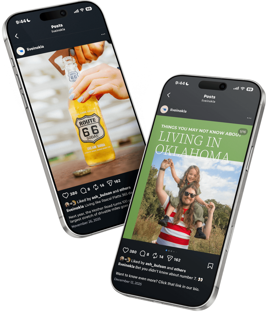 ICG•ADV's @liveinokla social media campaign for the Oklahoma Department of Commerce, showcased the sweet, sweet affordability of living in Oklahoma